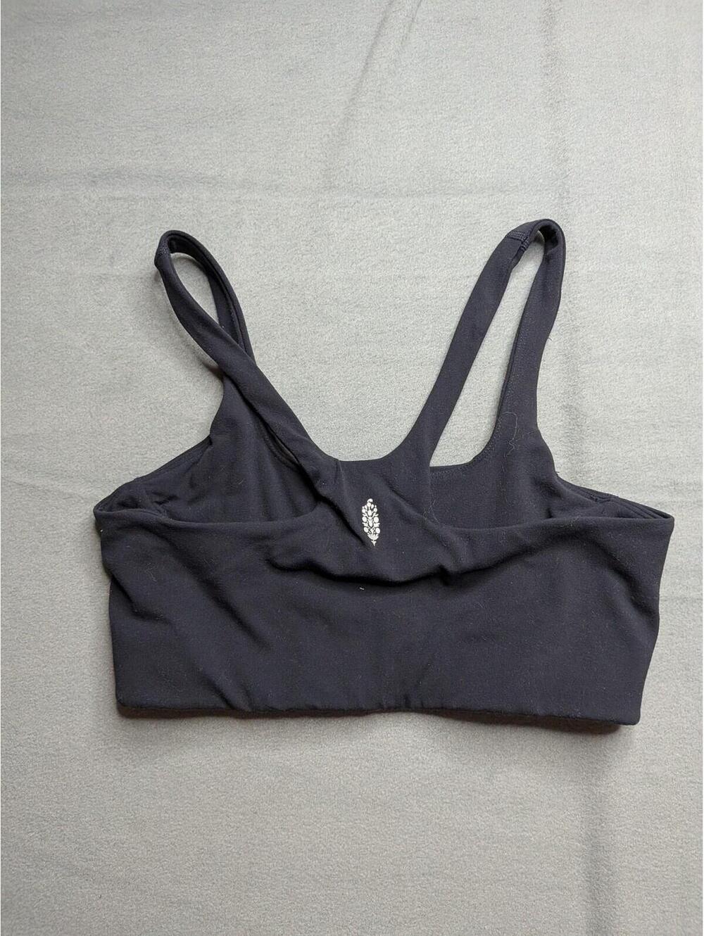 FP Movement Sports Bra Womens S Black Scoop Neck Logo Yoga Gym Athletic - Picture 2 of 4